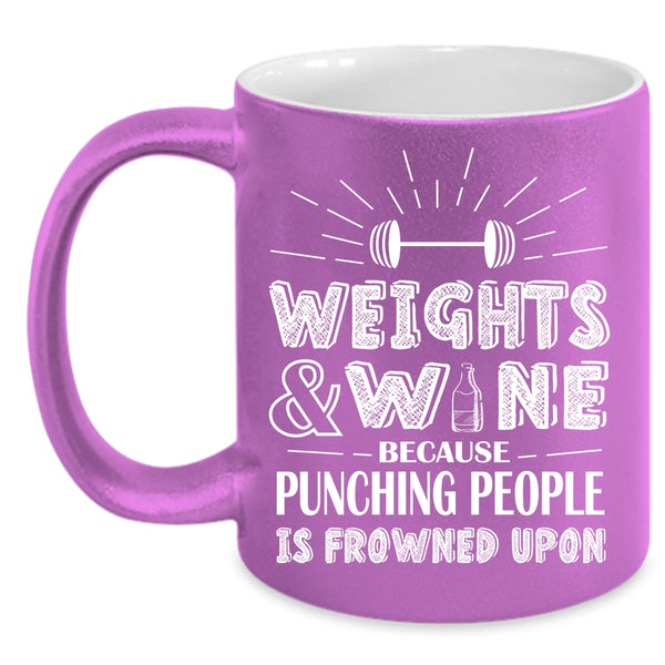 Weights And Wine Coffee Mug, Funny Gift For Wine Drinker Coffee Cup