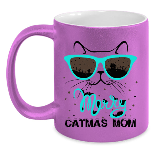 Noel Christmas Coffee Mug, Merry Catmas Mom Accent Mug