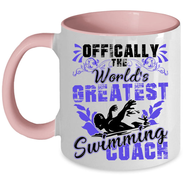 Cute Swimming Coach Coffee Mug, The World's Greatest Swimming Coach Accent Mug