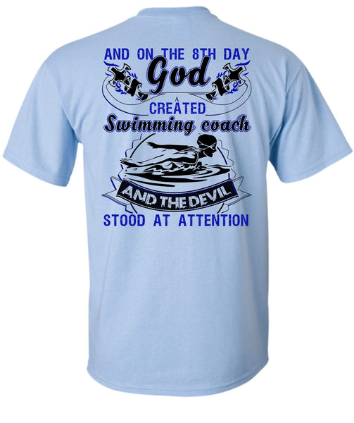 God Created Swimming Coach T Shirt, I Love Swimming T Shirt
