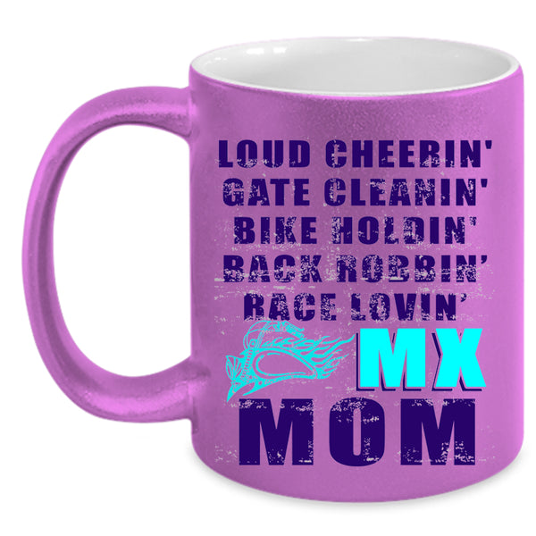 Bike Holding Race Loving Coffee Mug, Loud Cheering Gate Cleaning Accent Mug