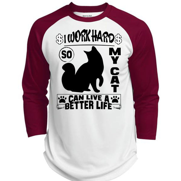 I Work Hard So My Cat Can Live A Better Life T Shirt, I Love My Cat T Shirt, Awesome T-Shirts  (Polyester Game Baseball Jersey)