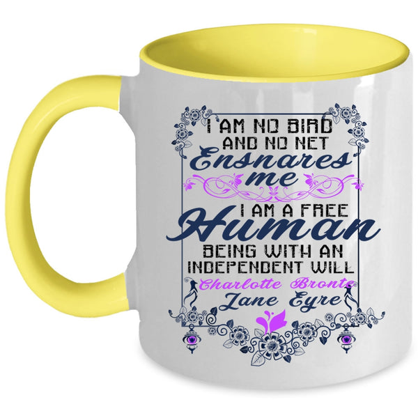 I Am A Free Human Coffee Mug, I Am No Bird And No Net Accent Mug