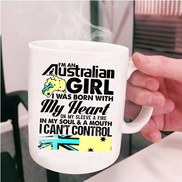 I Was Born With My Heart Coffee Mug, I'm An Australian Girl Cup