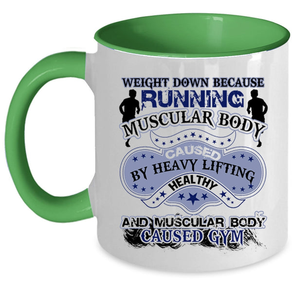Muscular Body Caused Gym Coffee Mug, Running Muscular Body Accent Mug