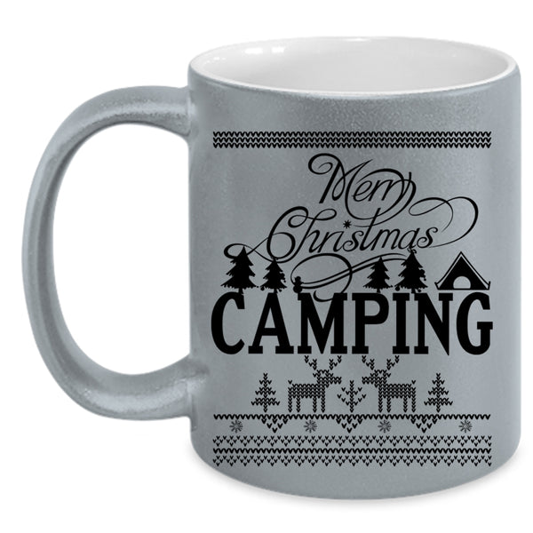 Camping Coffee Mug, Merry Christmas Accent Mug