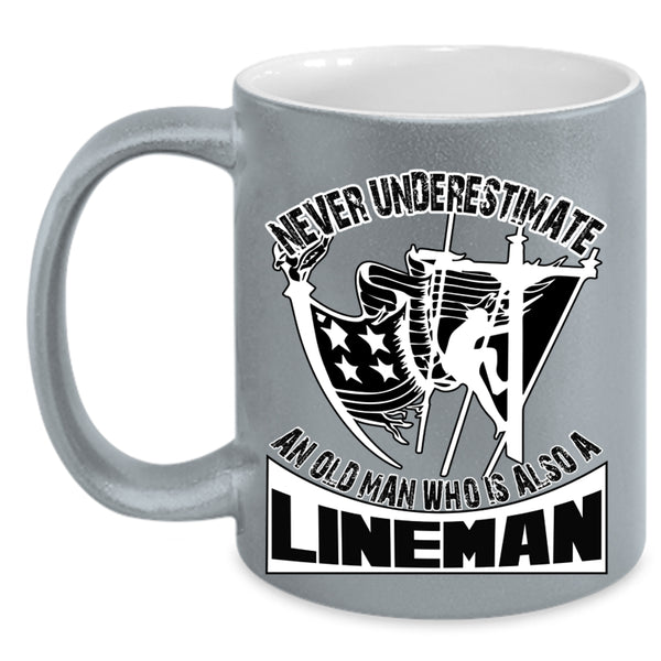 Awesome Grandpas Coffee Mug, An Old Man Is A Lineman Accent Mug