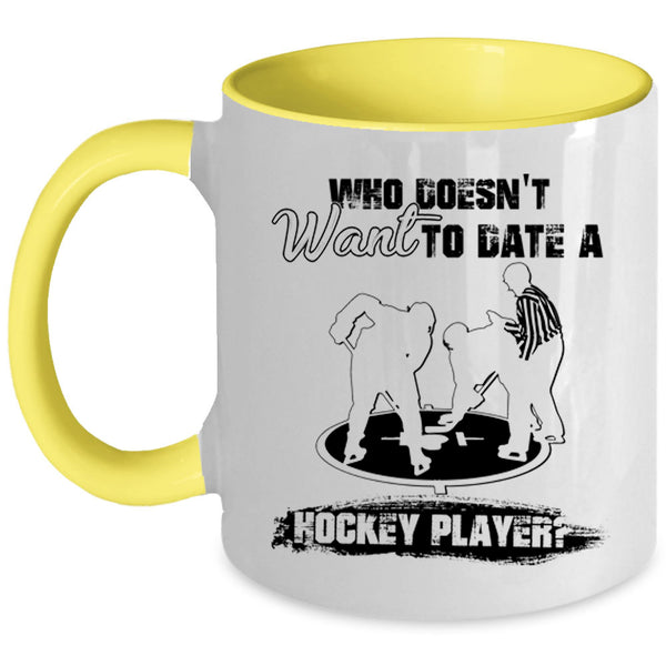 Cool Couple Coffee Mug, Date A Hockey Player Accent Mug