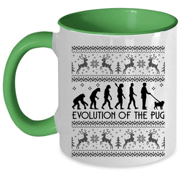 Christmas Gift For Pug Lover Coffee Mug, Evolution Of The Pug Accent Mug