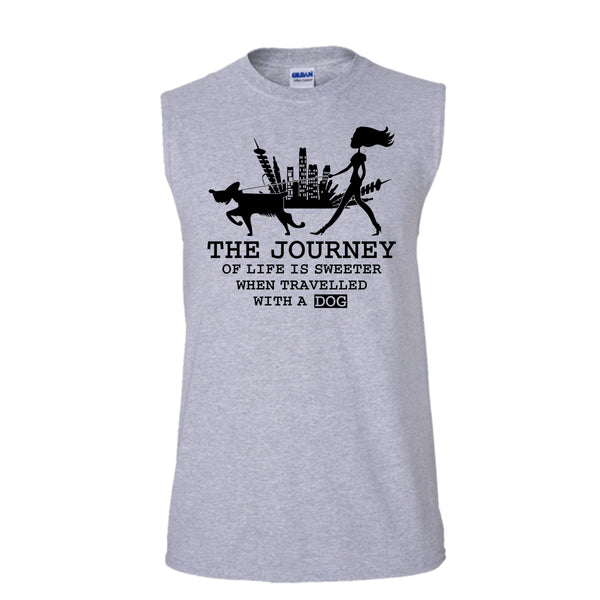 The Journey Of Life Is Sweeter T Shirt, Coolest Dog Lover Tank Top (Men's Cotton Sleeveless)