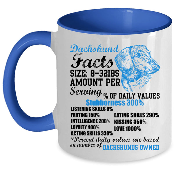 Gift For Dachshund Owner Coffee Mug, Dachshund Facts Accent Mug