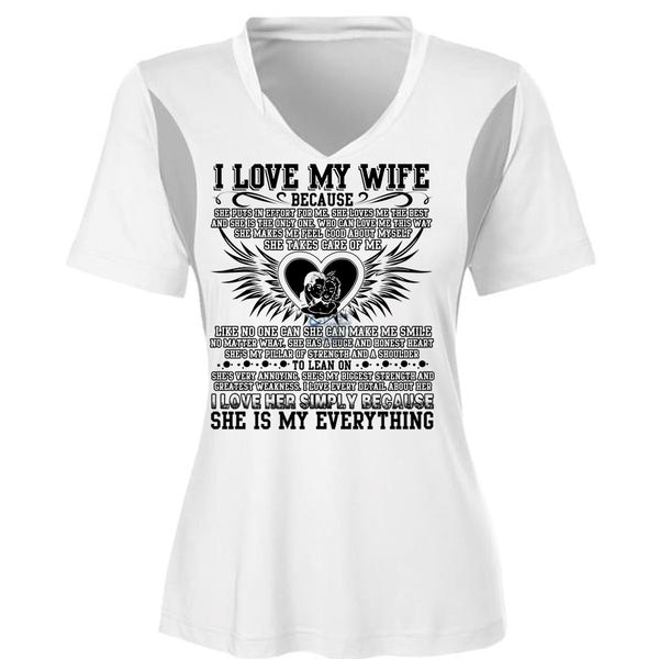 I Love My Wife T Shirt, I Love her Simply T Shirt, Cool Shirt (Ladies LS Heather V-Neck)