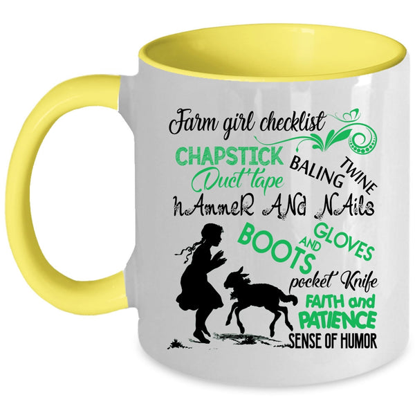 Beautiful Girls Coffee Mug, Farm Girl Checklist Accent Mug