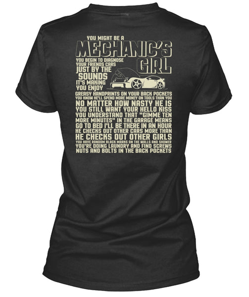You Might Be A Mechanic's Girl T Shirt, He Checks Out Other Girls T Shirt