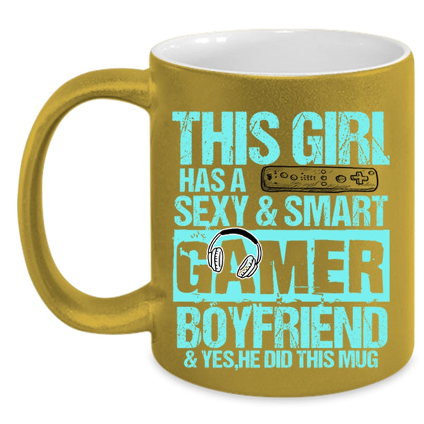 Pretty Girls Coffee Mug, This Girl Has A Smart Gamer Boyfriend Accent Mug