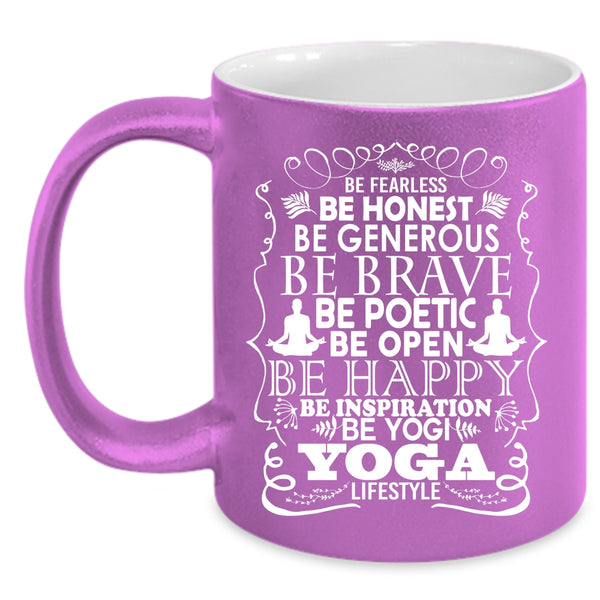 Be Happy Be Yogi Coffee Mug, Yoga Lifestyle Coffee Cup