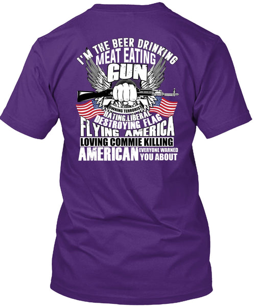 Meat Eating Gun T Shirt, Flying America T Shirt