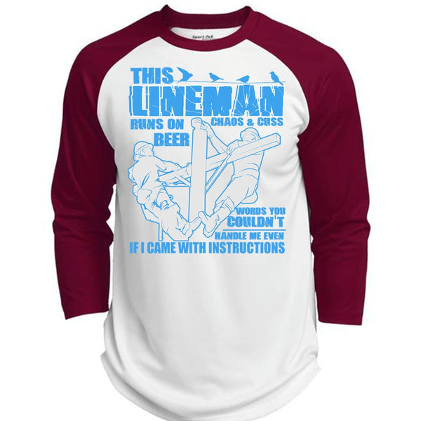 This Lineman Runs On Beer T Shirt, I Came With Instructions T Shirt, Awesome T-Shirts  (Polyester Game Baseball Jersey)
