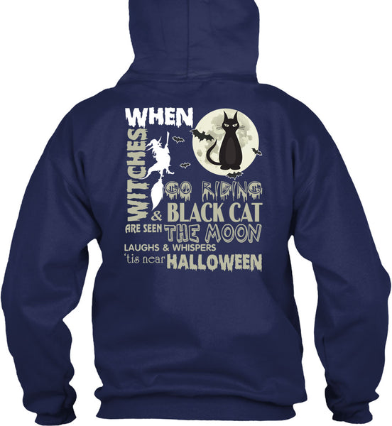 Go Riding And Black Cat Are Seen The Moon T Shirt, Tis Near Halloween T Shirt