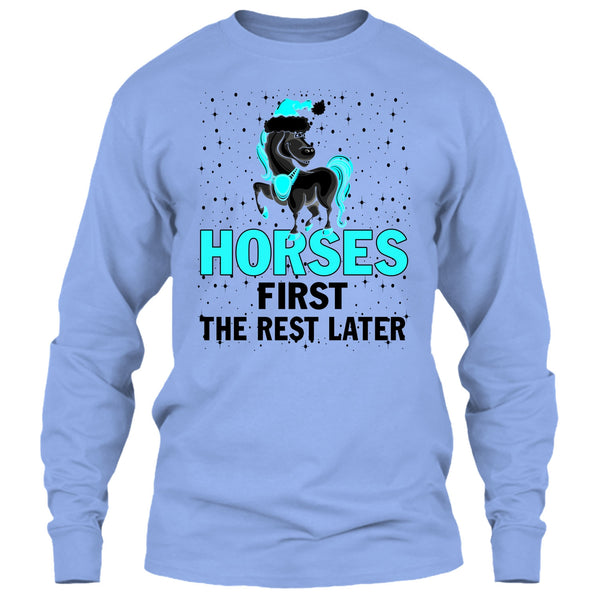 Horses First The Rest Later T Shirt, Equestrian Merry Christmas T Shirt