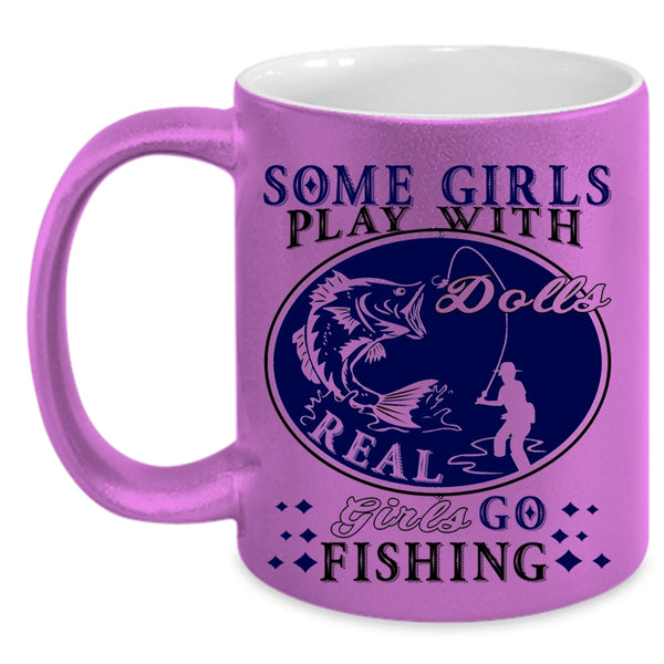 Cool Girls Coffee Mug, Real Girls Go Fishing Accent Mug