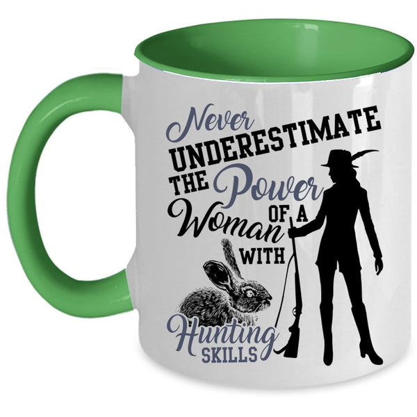 Cool Woman Coffee Mug, The Power Of A Woman With Hunting Skills Accent Mug