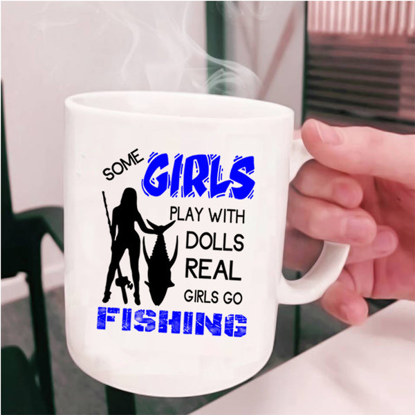 Pretty Girls Coffee Mug, Real Girls Go Fishing Cup