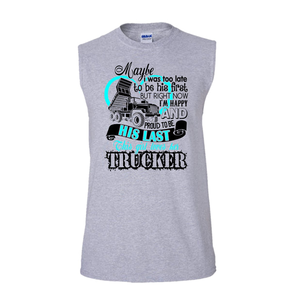 This Girls Loves Her Trucker T Shirt, I Love my Trucker Tank Top (Men's Cotton Sleeveless)