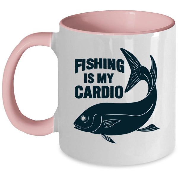 Funny Gift For Fisher Coffee Mug, Fishing Is My Cardio Accent Mug