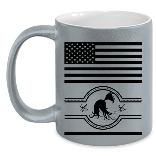 Cool American Flag Coffee Mug, Cool Hairstylist Accent Mug