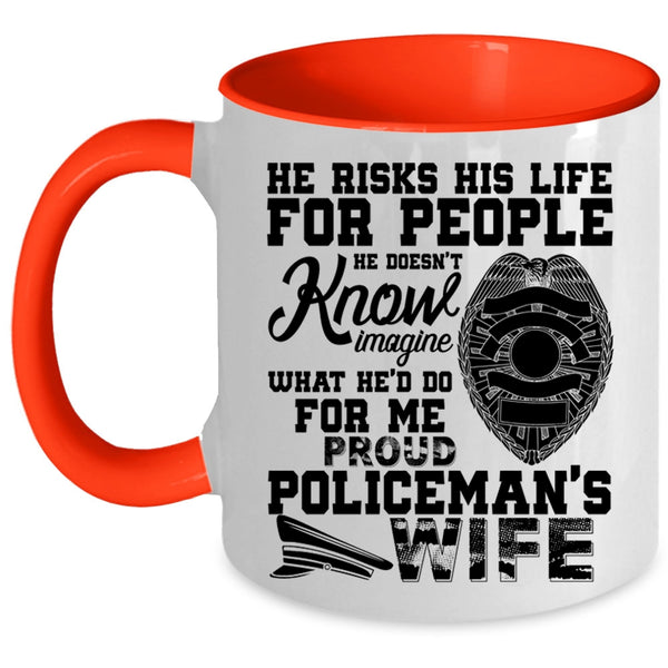 Beautiful Wife Coffee Mug, Proud Policeman's Wife Accent Mug
