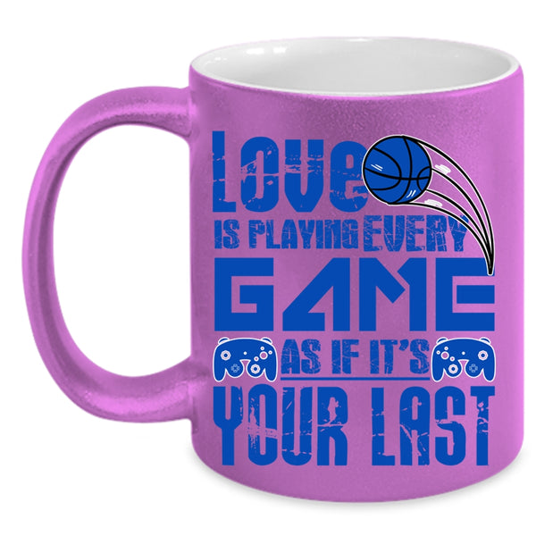 Funny Gift For Gamers Coffee Mug, Love Is Playing Every Game Accent Mug
