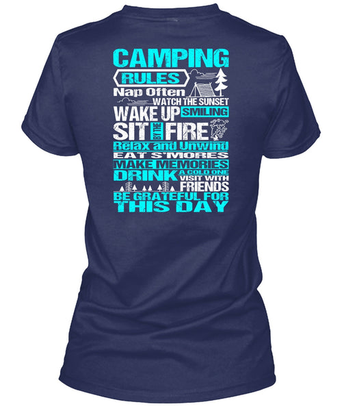 Camping Rules Nap Often T Shirt, Wake Up Smiling T Shirt