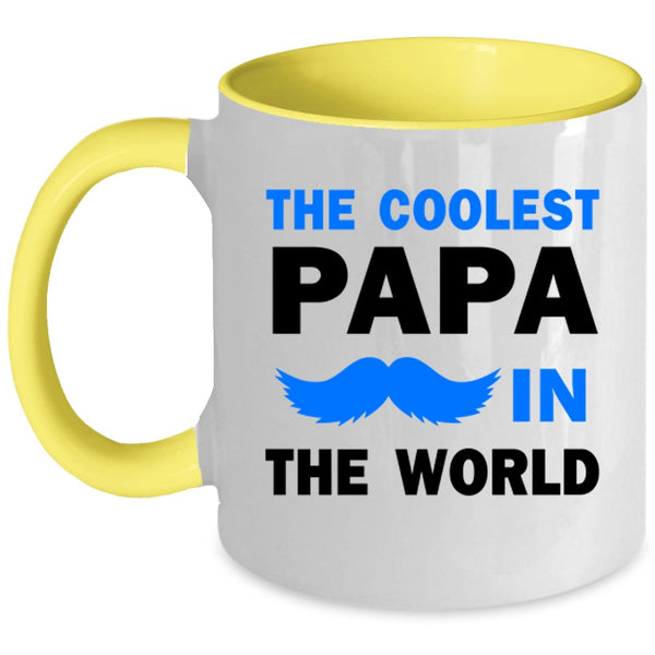 Cool Papa Coffee Mug, The Coolest Papa In The World Accent Mug