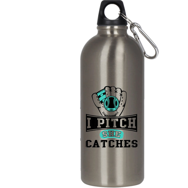 I Pitch She Catches 20 oz Stainless Steel Bottle,Awesome Softball Player Outdoor Sports Water Bottle