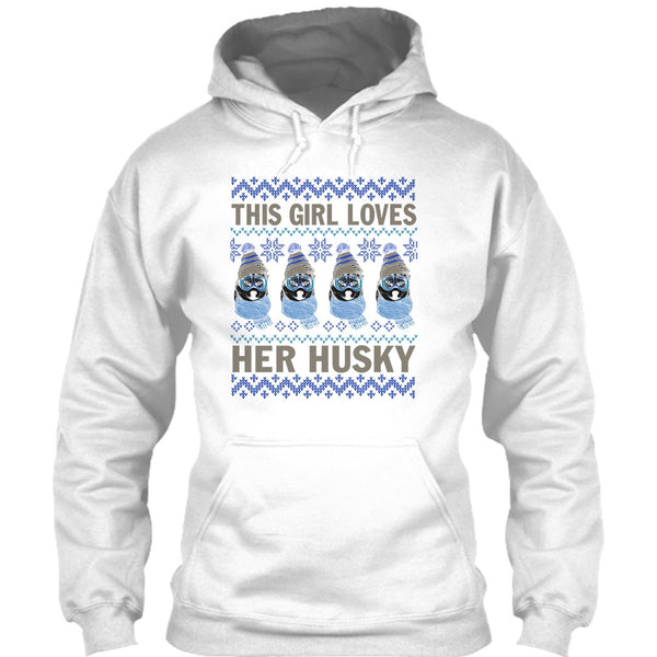 This Girl Loves Her Husky T Shirt, Husky Merry Christmas T Shirt