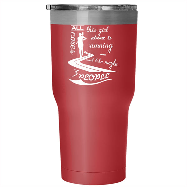 All This Girl Cares About Is Running Tumbler 30 oz Stainless Steel, Funny Running Travel Mug