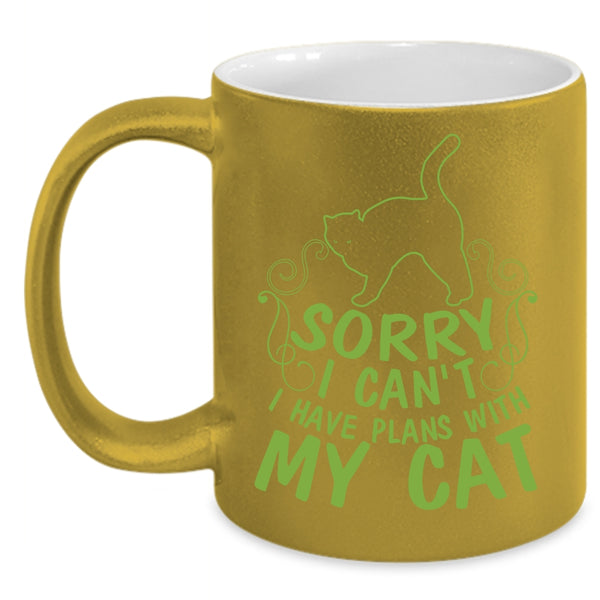 I Have Plans With My Cat Coffee Mug, Cute Gift For Cat Lovers Coffee Cup