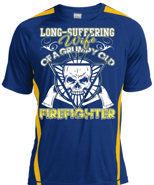 Long - Suffering Wife T Shirt, Grumpy Old Firefighter T Shirt, Cool Shirt
