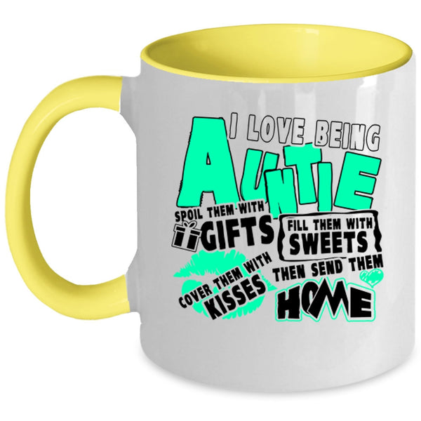 Cute Auntie Coffee Mug, I Love Being Auntie Accent Mug