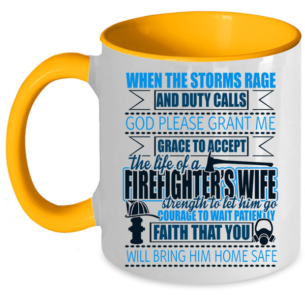 Married Coffee Mug, The Life Of A Firefighter's Wife Accent Mug