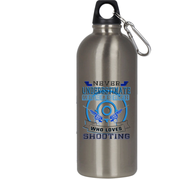 Old Man Loves Shooting 20 oz Stainless Steel Bottle,Cool Grandfather Outdoor Sports Water Bottle