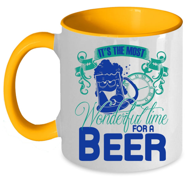 Cool Beer Drinker Coffee Mug, It's The Most Wonderful Time For A Beer Accent Mug