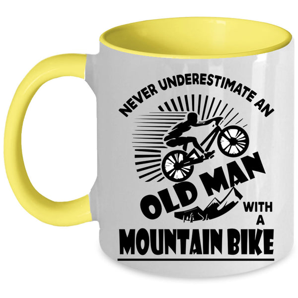 Cool Grandpa Coffee Mug, Old Man With A Mountain Bike Accent Mug