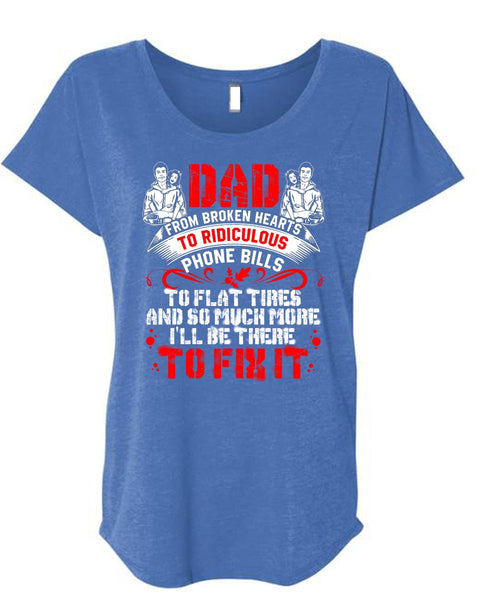 Dad From Broken Heart T Shirt, Being A Papa T Shirt, Cool Shirt (Ladies' Triblend Dolman Sleeve)