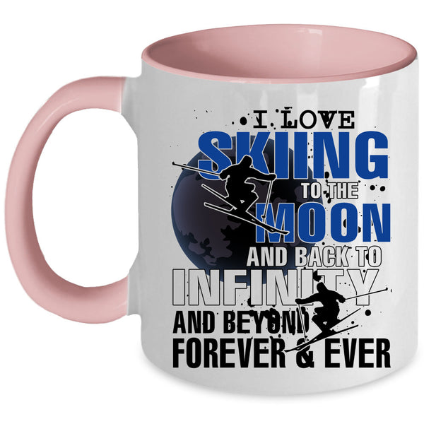 Funny Sport Coffee Mug, I Love Skiing To The Moon And Back Accent Mug