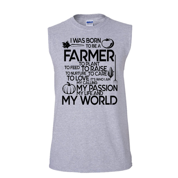 I Was Born To Be A Farmer T Shirt, I'm A Farmer T Shirt, Awesome t-shirts (Men's Cotton Sleeveless)