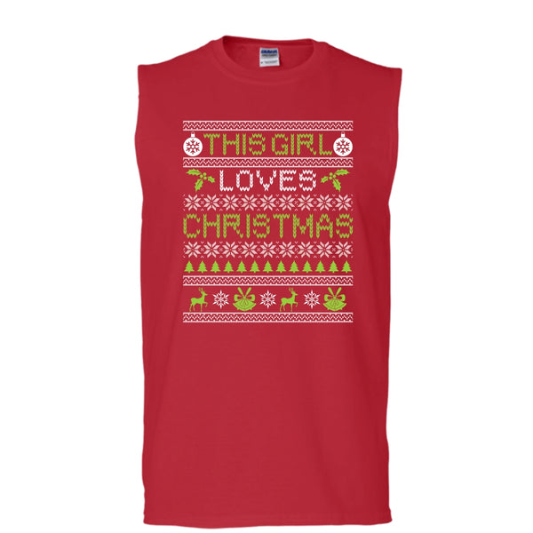 This Girl Loves Christmas T Shirt, Gift For Daughter T Shirt, Cool T Shirt (Men's Cotton Sleeveless)