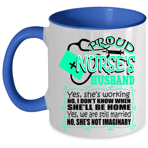 Cool Just Married Coffee Mug, Proud Nurse's Husband Accent Mug