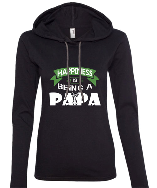 Happiness Is Being A Papa T Shirt, Being A Papa T Shirt, Father's Day T Shirt (Anvil Ladies Ringspun Hooded)